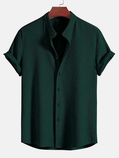 Herren Polo Shirt Leinen Stehkragen Sommer