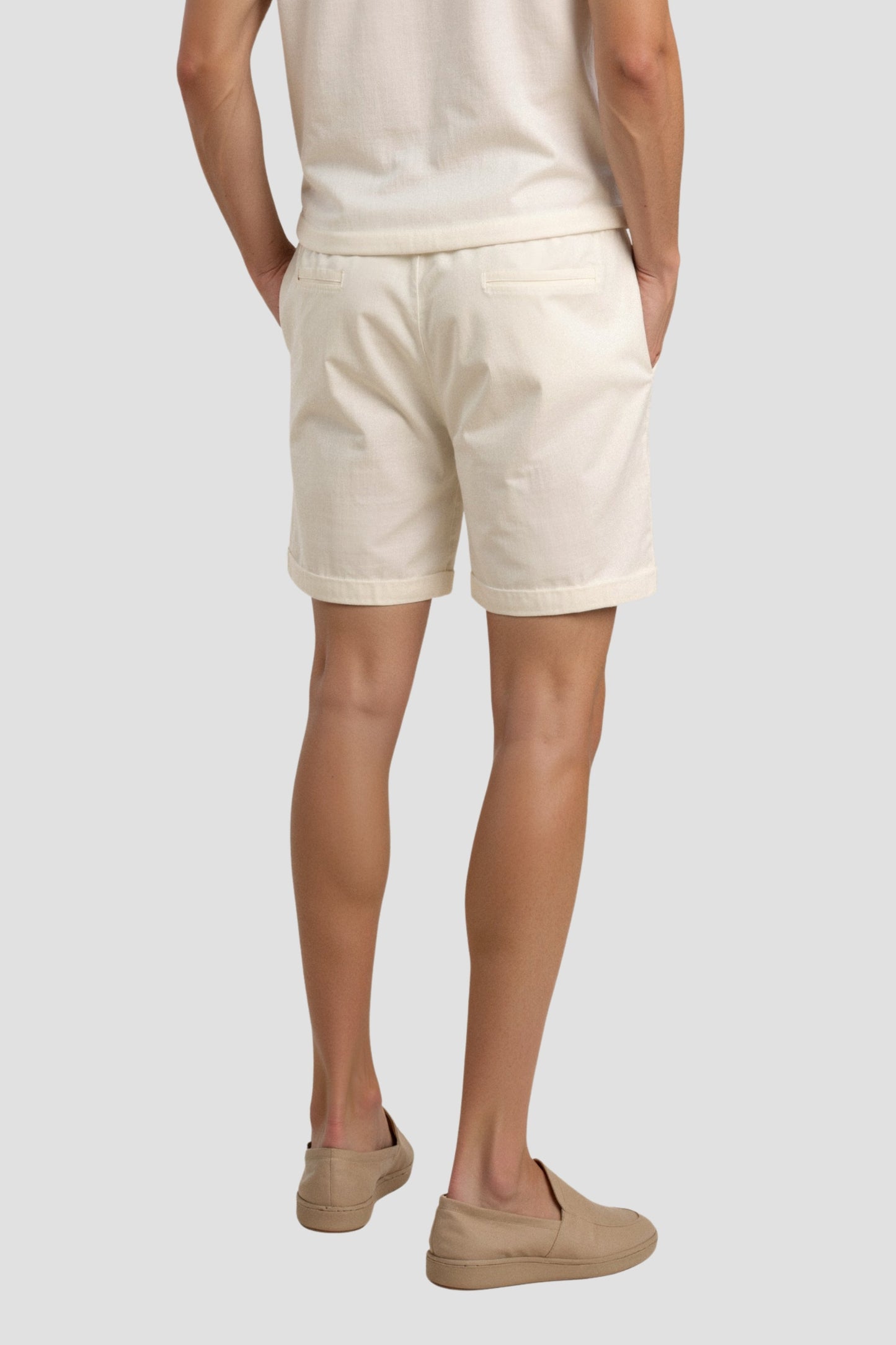 Beige Herren Shorts Komfort Kordelzug Minimalistisch
