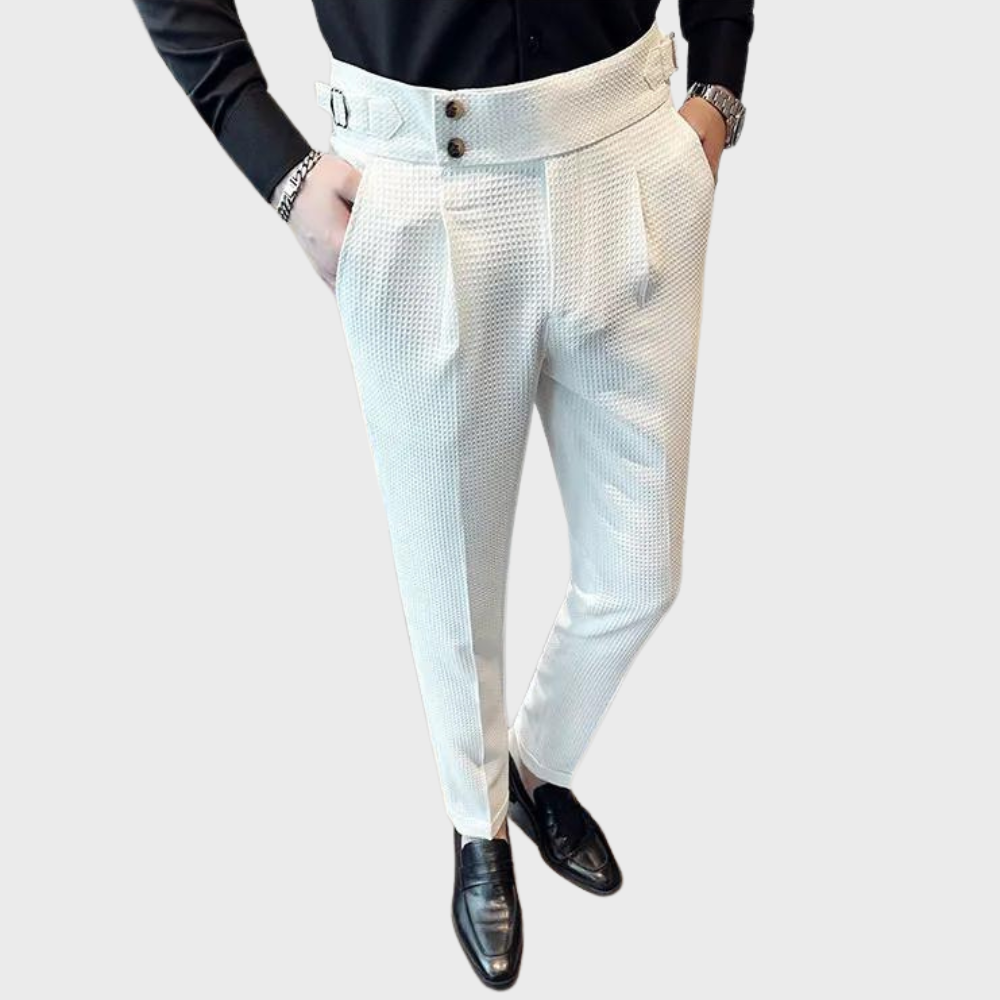 Herrenhose kariert mit hoher Bund und Komfort
