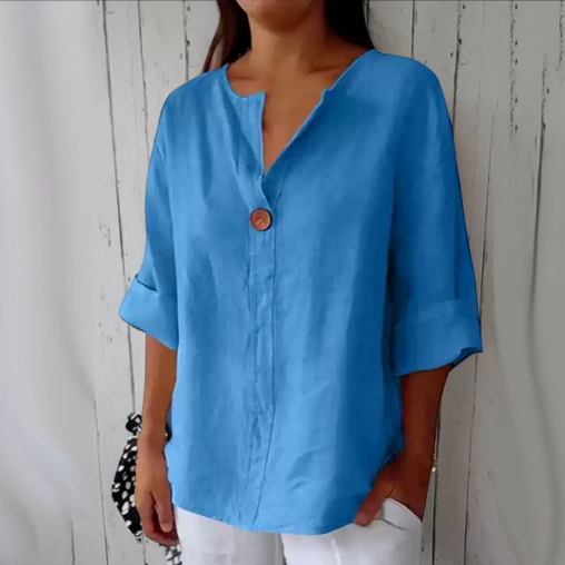 Damenbluse V-Ausschnitt Weite Bluse Sommer