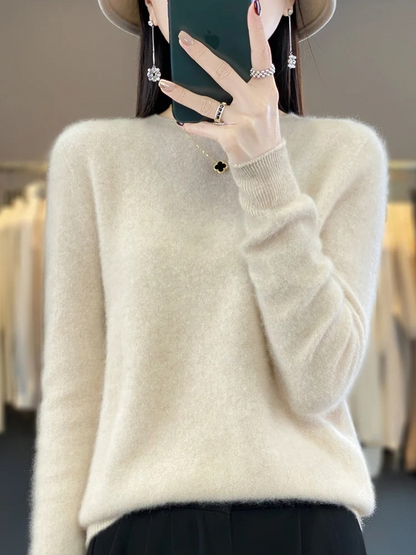 Damen Pullover Rundhals Weich und Elegant