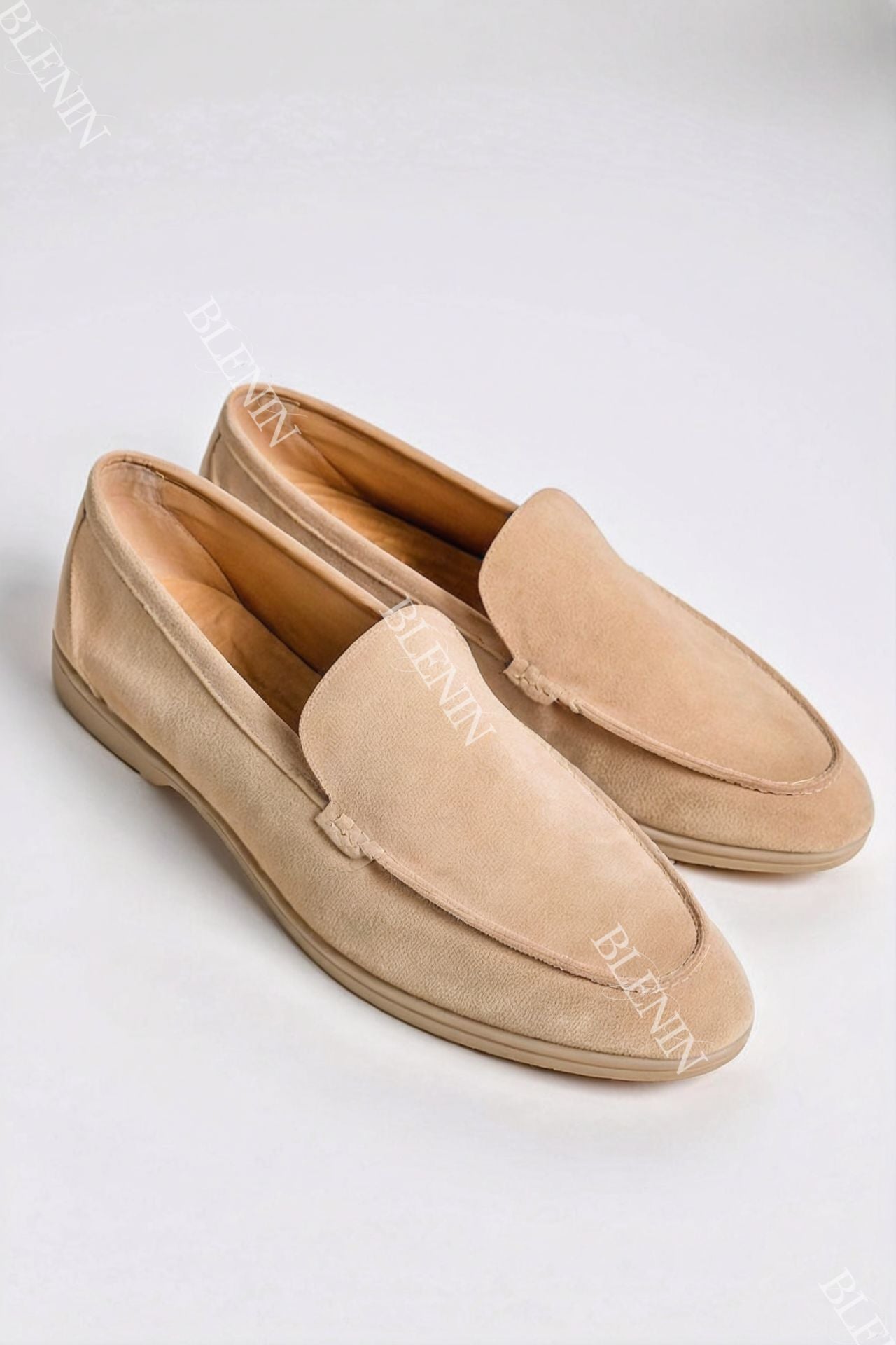 Bequeme Loafer Schuhe Beige Elegante Damenschuhe