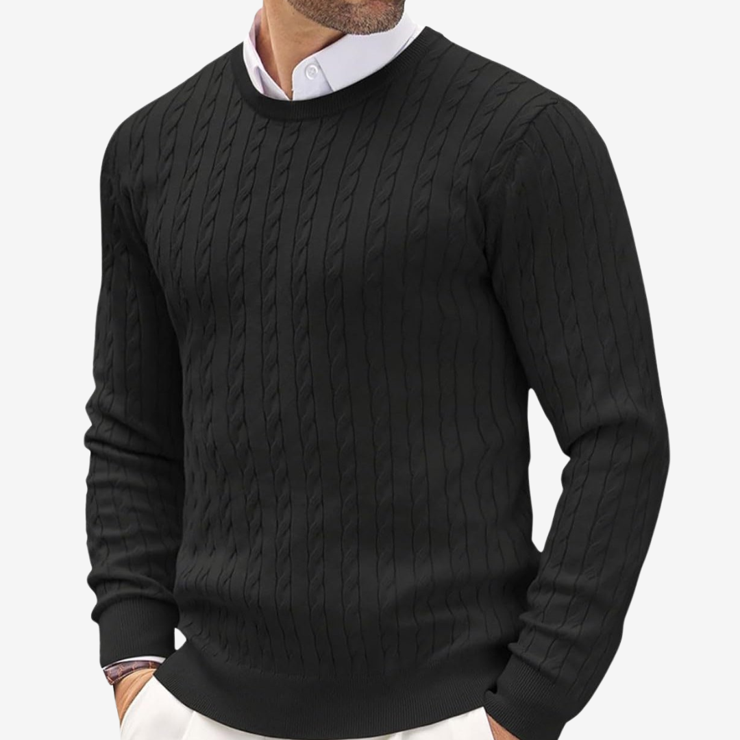 Herren Strickpullover Rundhals Frühling Zopfmuster Modern