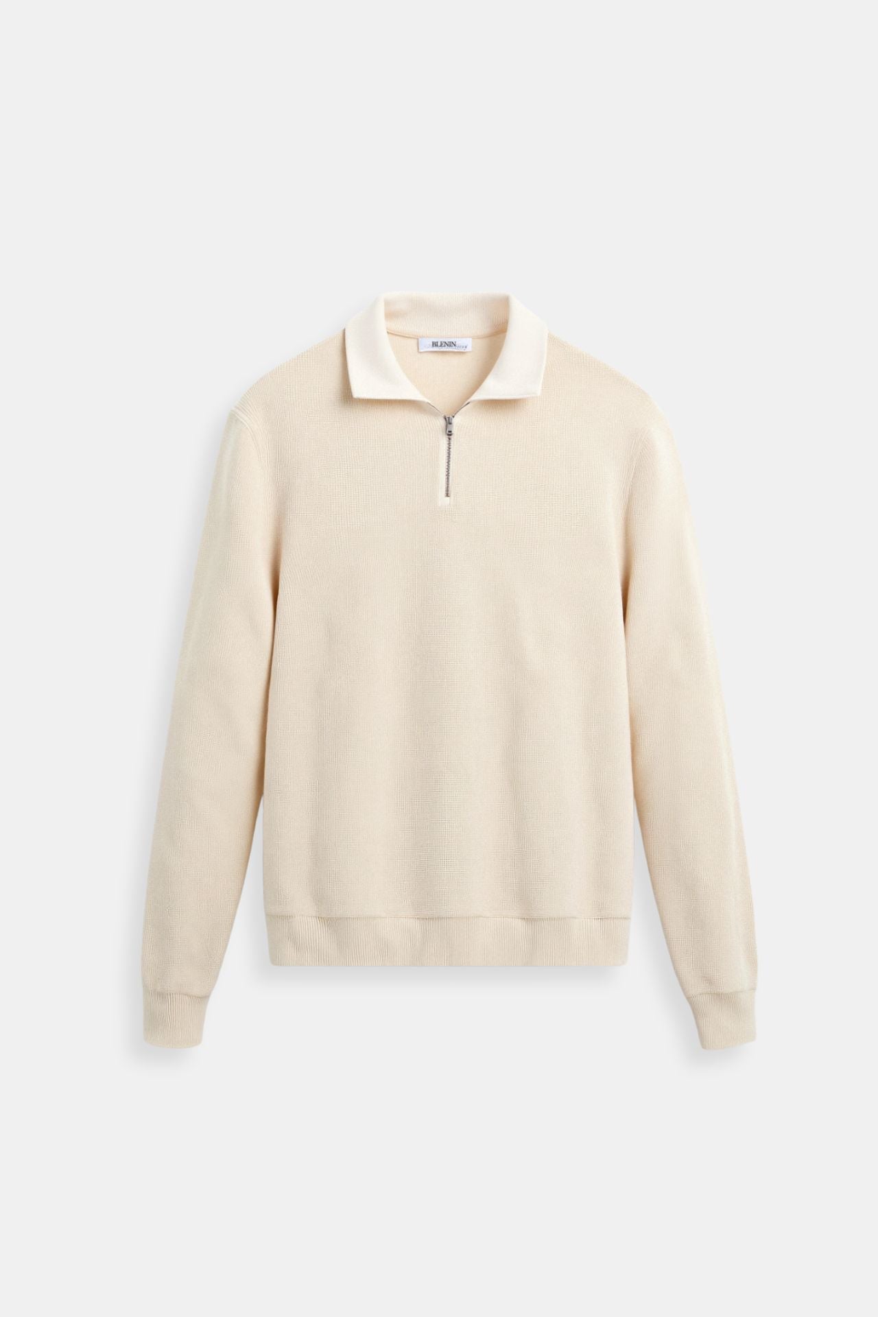 Strickpullover Reißverschluss Kontrastkragen Klassisch Modern - BerlinGlamour