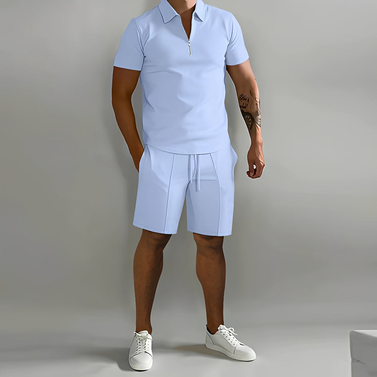 Herren Pullover Set Modern Halb Reißverschluss