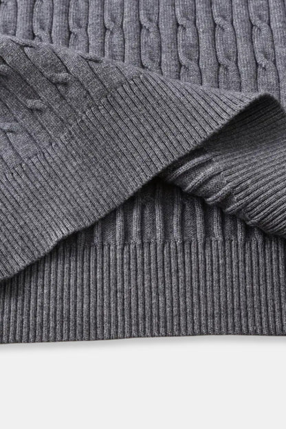 Strickpullover Zopfmuster mit Reißverschluss Damengröße