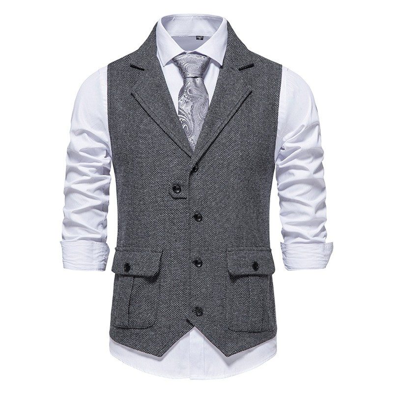 Herren Weste Elegant mit Seitentaschen Baumwolle - BerlinGlamour