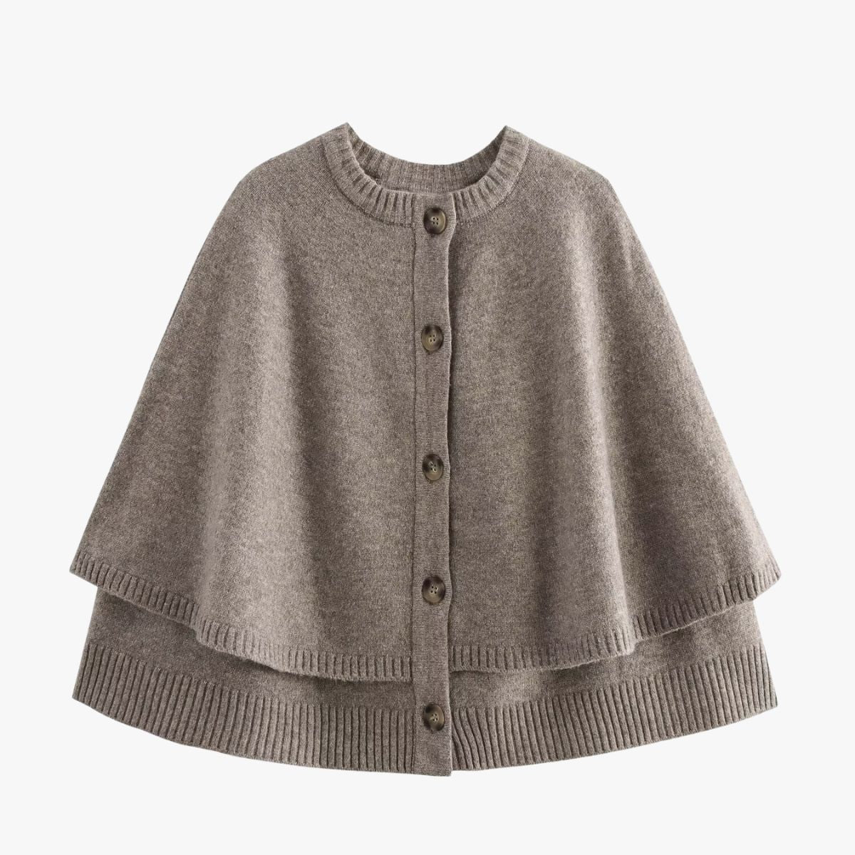 Strick-Cape mit Knöpfen und Gerafftem Saum Frauen - BerlinGlamour