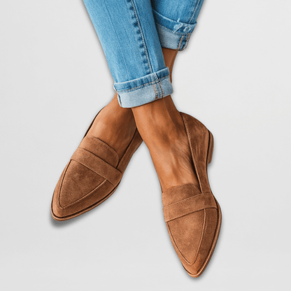 Damen Loafer Schuhe Wildleder Beige Frühling - BerlinGlamour