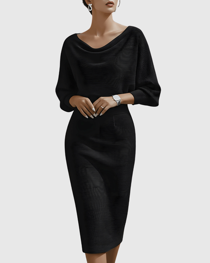 Elegantes Midi Kleid mit Drapierung Damenkleid
