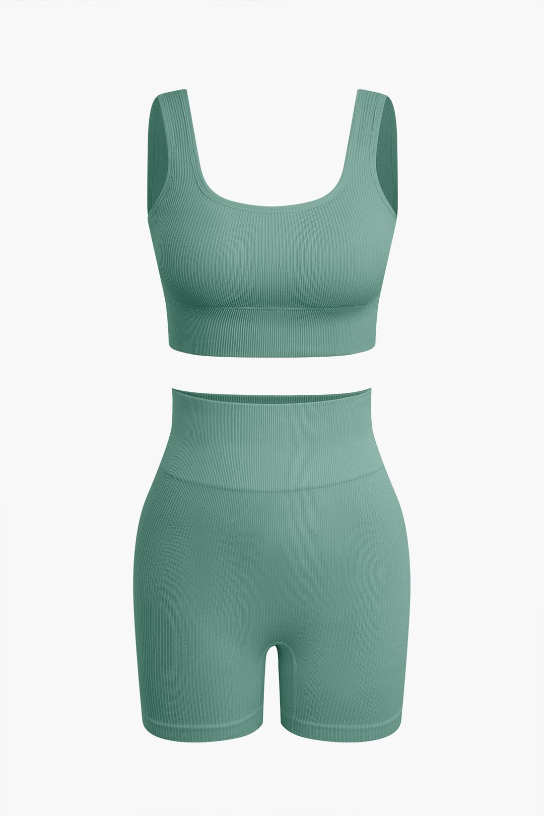 Sport-Set Damen Nahtlos Crop-Top Yoga-Shorts