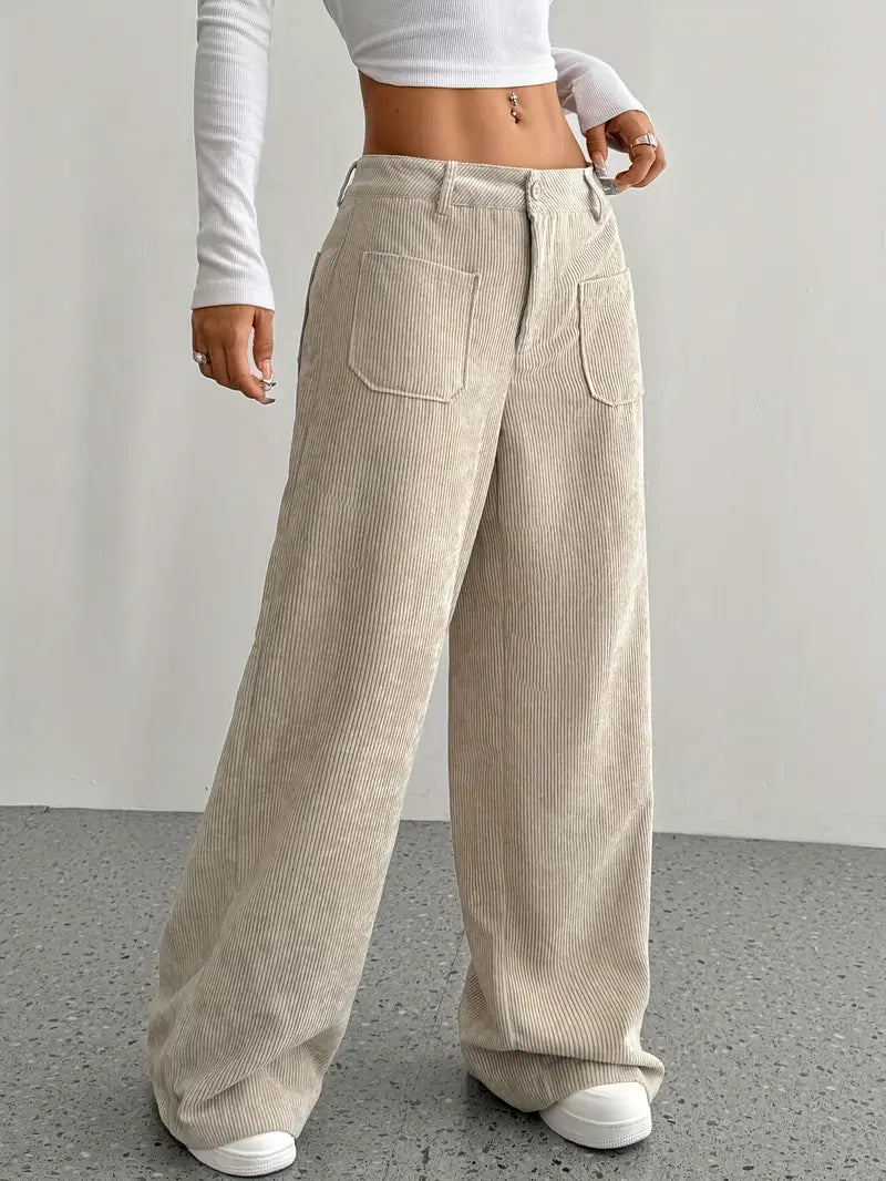 Damenhose Weite Bein Cordhose Frauen Trend