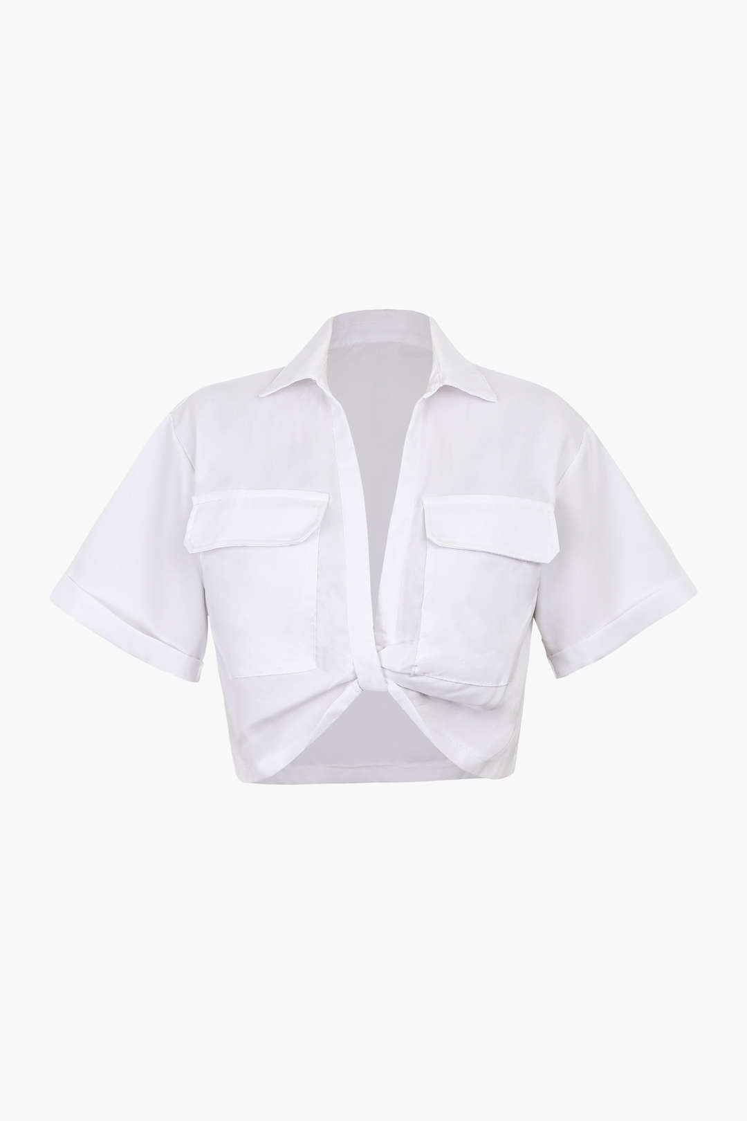 Kurzarmshirt Damen Crop Top mit Kragen Modern - BerlinGlamour