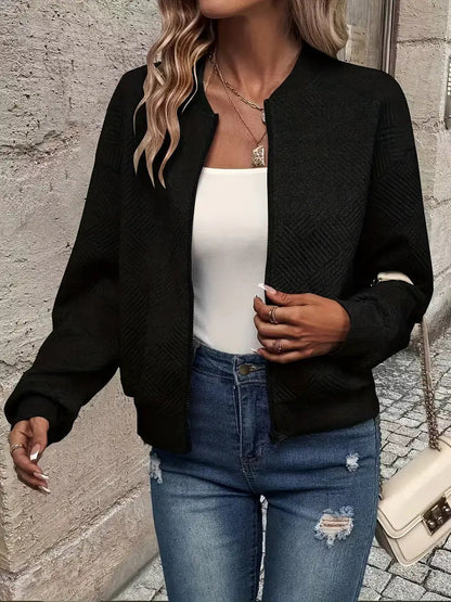 Damen Strickjacke Mit Reißverschluss und Struktur Modern