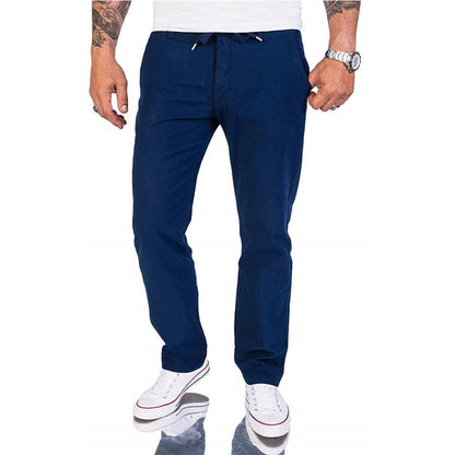 Herren Hose Bequem Baumwoll Casual Einfarbig