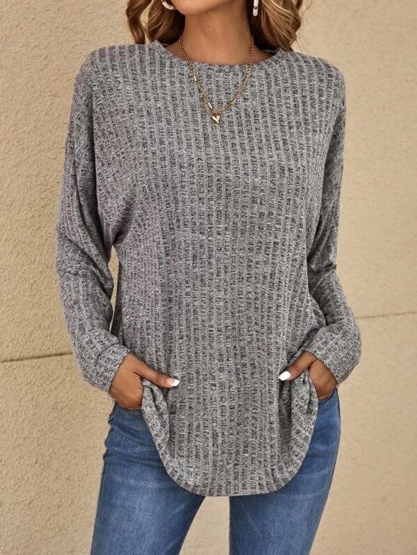 Lässiger Pullover Langarm Bequem Grau