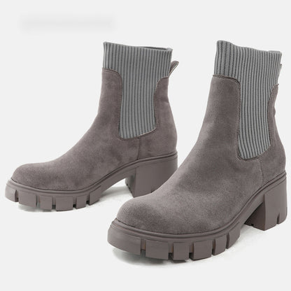 Damen Stiefelette Warme Winterstiefel Wildleder Braun - BerlinGlamour