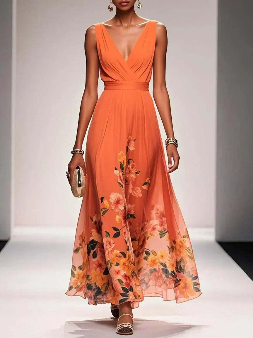Damen Kleid Hochzeitsgäste Blumenmuster Elegant