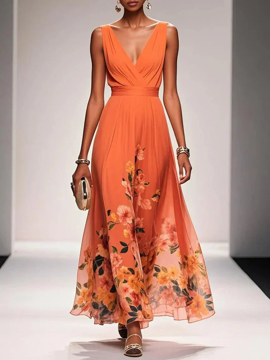 Damen Maxikleid Sommer Florales Leicht