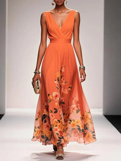 Damen Maxikleid Sommer Florales Leicht