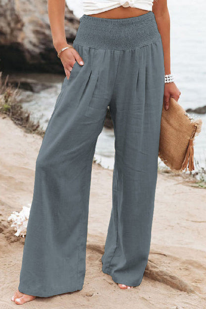 Damen High-Waist Hosen Weite Bein Komfort