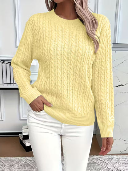 Damen Strickpullover Zopfmuster Weich Warm Winter