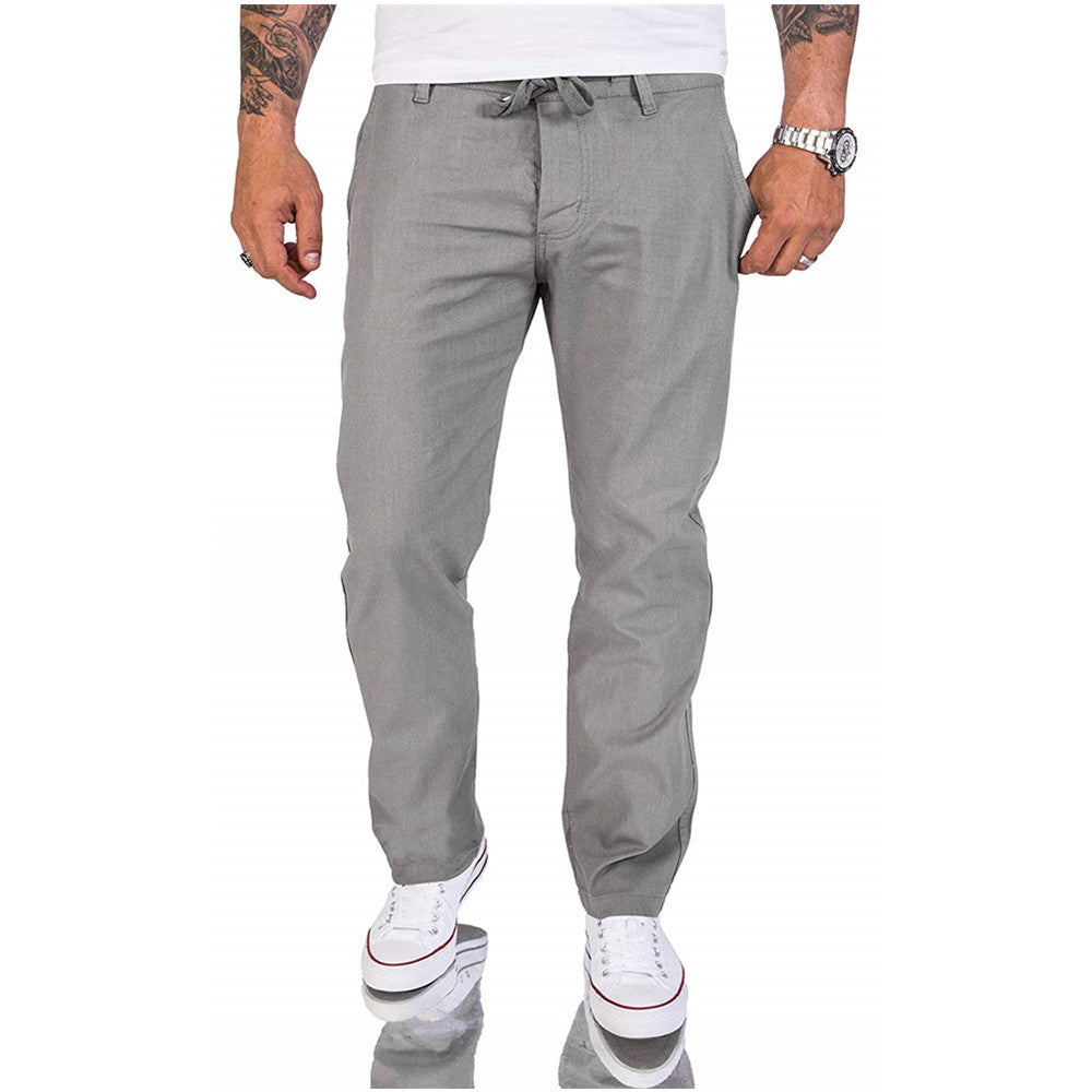 Herren Hose Bequem Baumwoll Casual Einfarbig