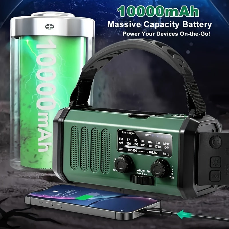 Notfallradio Powerbank Solarladbar mit LED-Licht und Kompass