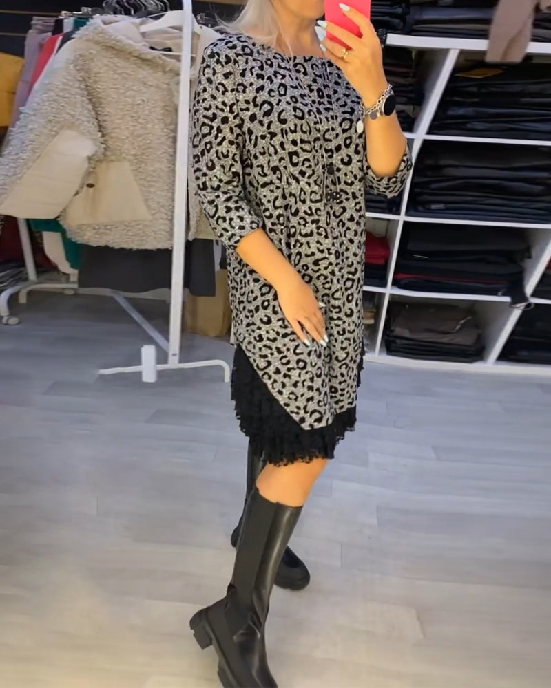 Leopardenmuster Kleid Stilvoll Elegant Damenkleid - BerlinGlamour