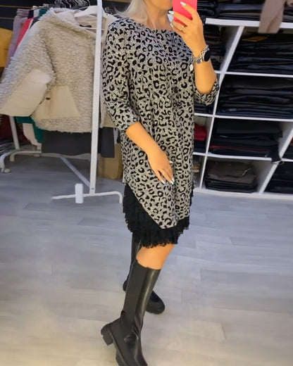 Leopardenmuster Kleid Stilvoll Elegant Damenkleid - BerlinGlamour