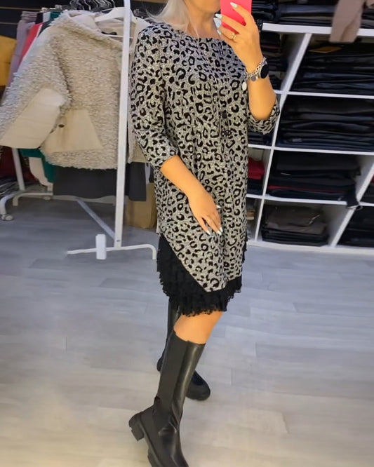 Leopardenmuster Kleid Stilvoll Elegant Damenkleid - BerlinGlamour