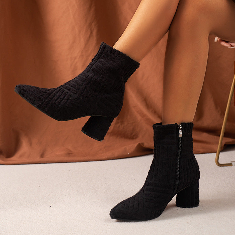 Damenstiefel Blockabsatz Zeitlos Chic Schwarz