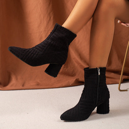 Damenstiefel Blockabsatz Zeitlos Chic Schwarz