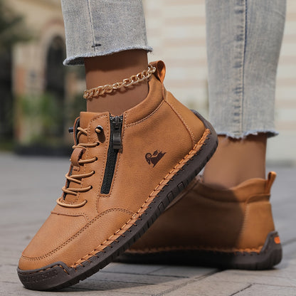 Damen Schnürschuhe Bequem mit Reißverschluss Komfort