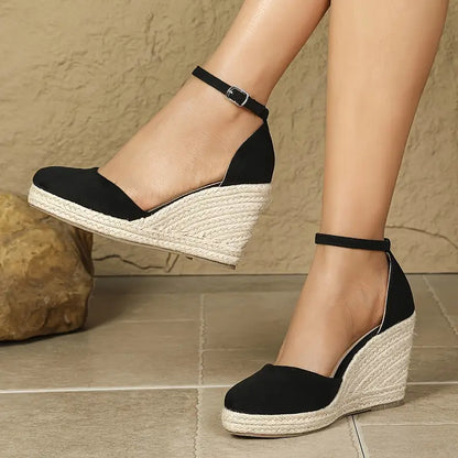 Damen Keilsandalen mit Knöchelriemen Hochzeitsschuhe Elegant - BerlinGlamour