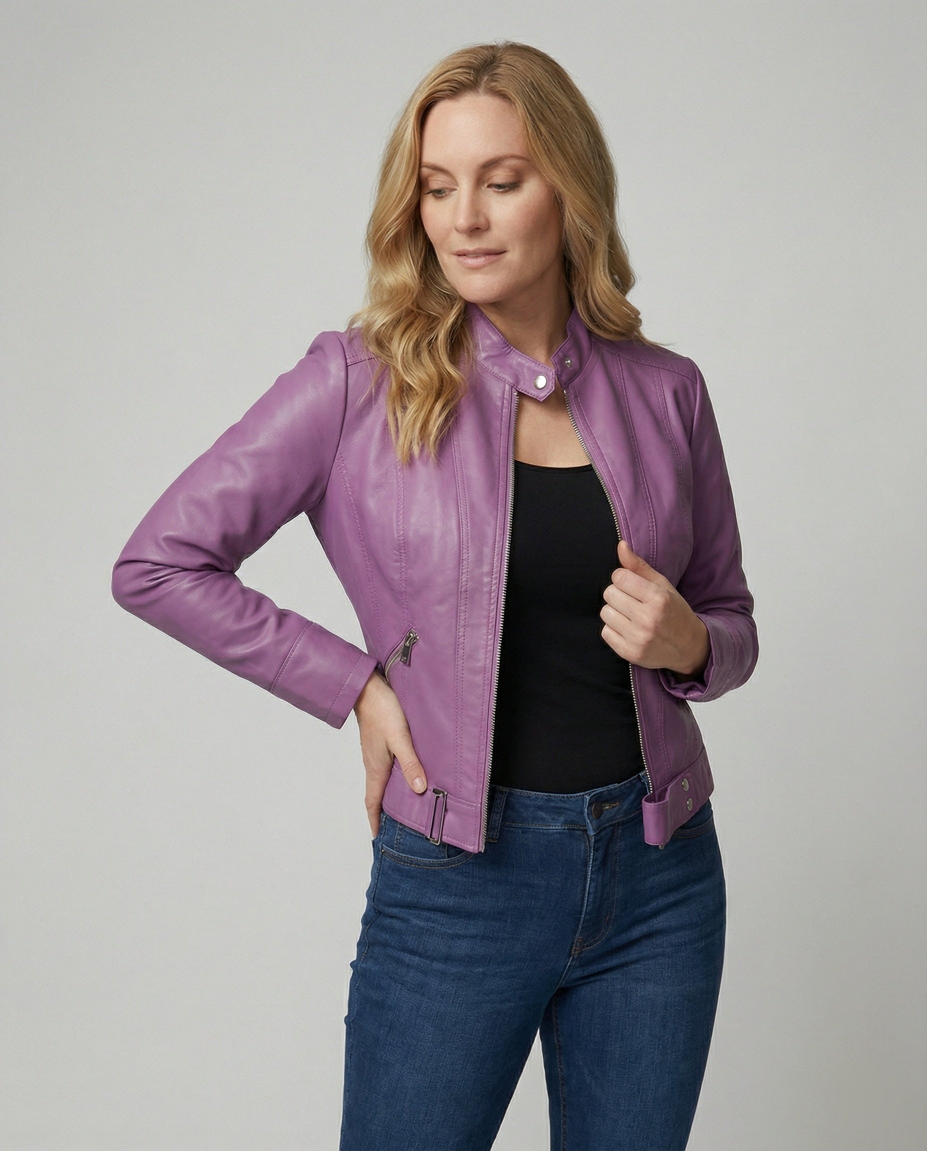 Lederjacke Damen Edel Kurz Schwarz - BerlinGlamour