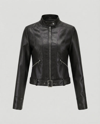 Lederjacke Damen Edel Kurz Schwarz