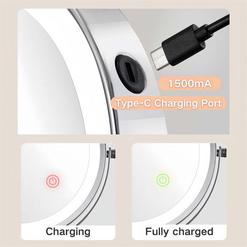 Wandspiegel Rasier Spiegel LED Beleuchtung 360° Drehbar Vergrößerung 1X/10X