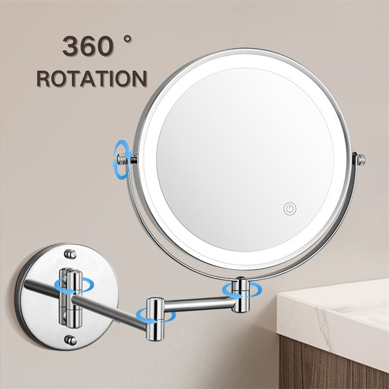 Wandspiegel Rasier Spiegel LED Beleuchtung 360° Drehbar Vergrößerung 1X/10X