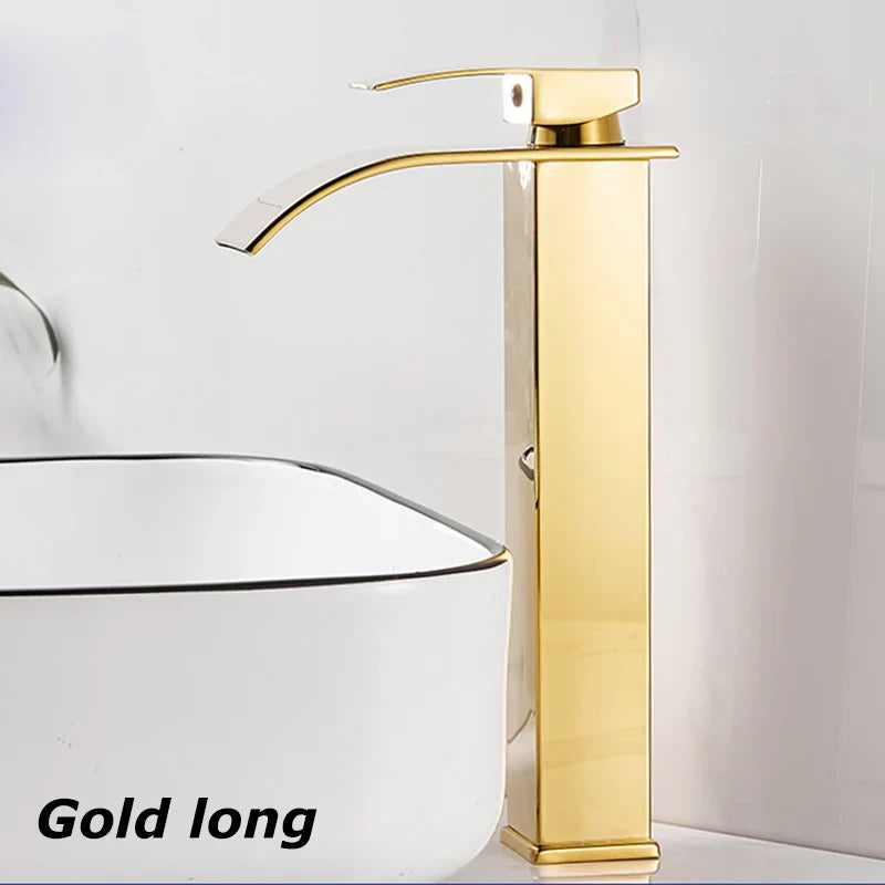 Edelstahl Waschtischarmatur Wasserfall Design Schwarz