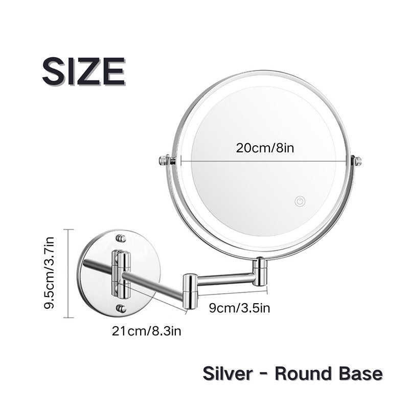 Wandspiegel Rasier Spiegel LED Beleuchtung 360° Drehbar Vergrößerung 1X/10X