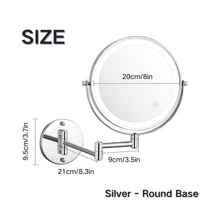 Wandspiegel Rasier Spiegel LED Beleuchtung 360° Drehbar Vergrößerung 1X/10X