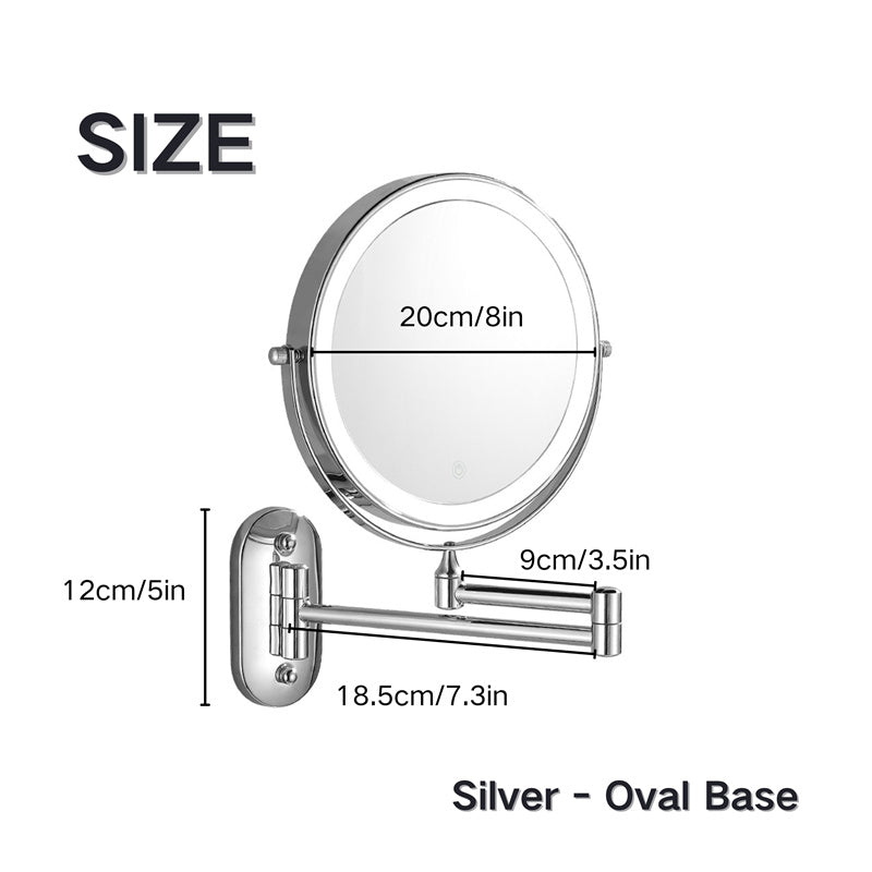 Wandspiegel Rasier Spiegel LED Beleuchtung 360° Drehbar Vergrößerung 1X/10X