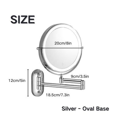 Wandspiegel Rasier Spiegel LED Beleuchtung 360° Drehbar Vergrößerung 1X/10X