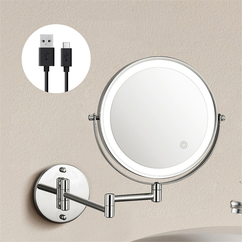 Wandspiegel Rasier Spiegel LED Beleuchtung 360° Drehbar Vergrößerung 1X/10X