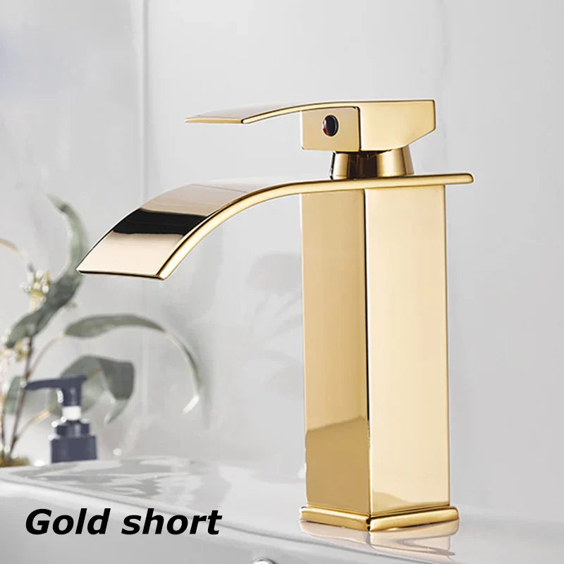 Edelstahl Waschtischarmatur Wasserfall Design Schwarz