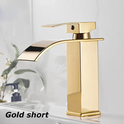 Edelstahl Waschtischarmatur Wasserfall Design Schwarz