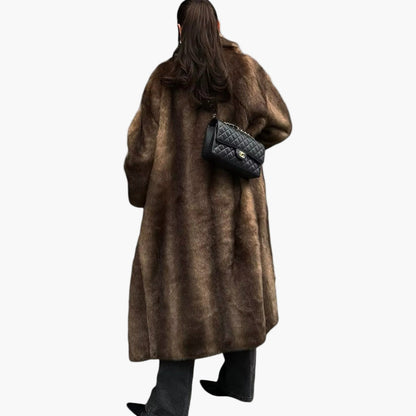 Damen Mantel Warm Oversized Kunstfell Lang