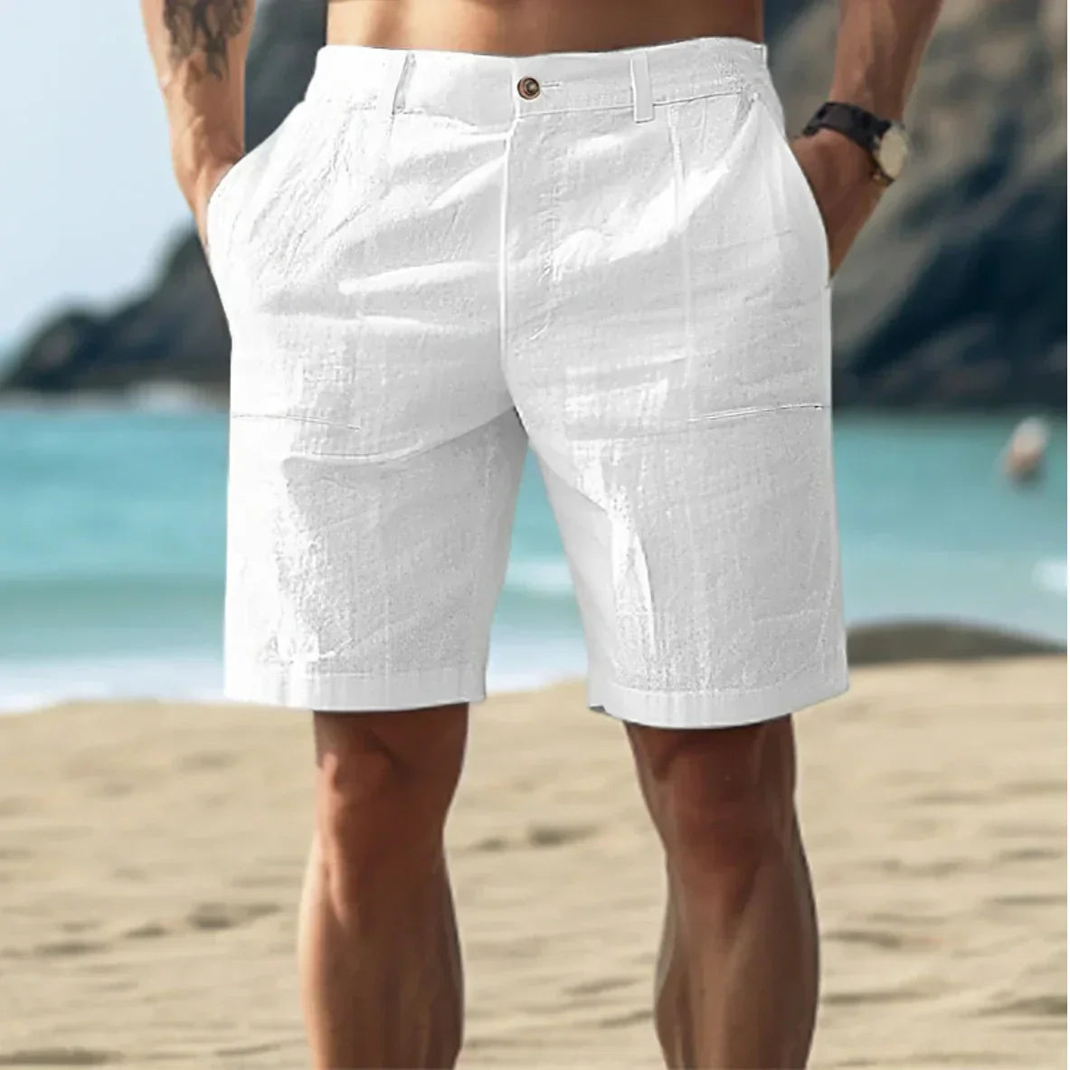 Bequeme Herren Leinen Shorts Sommer Freizeit - BerlinGlamour
