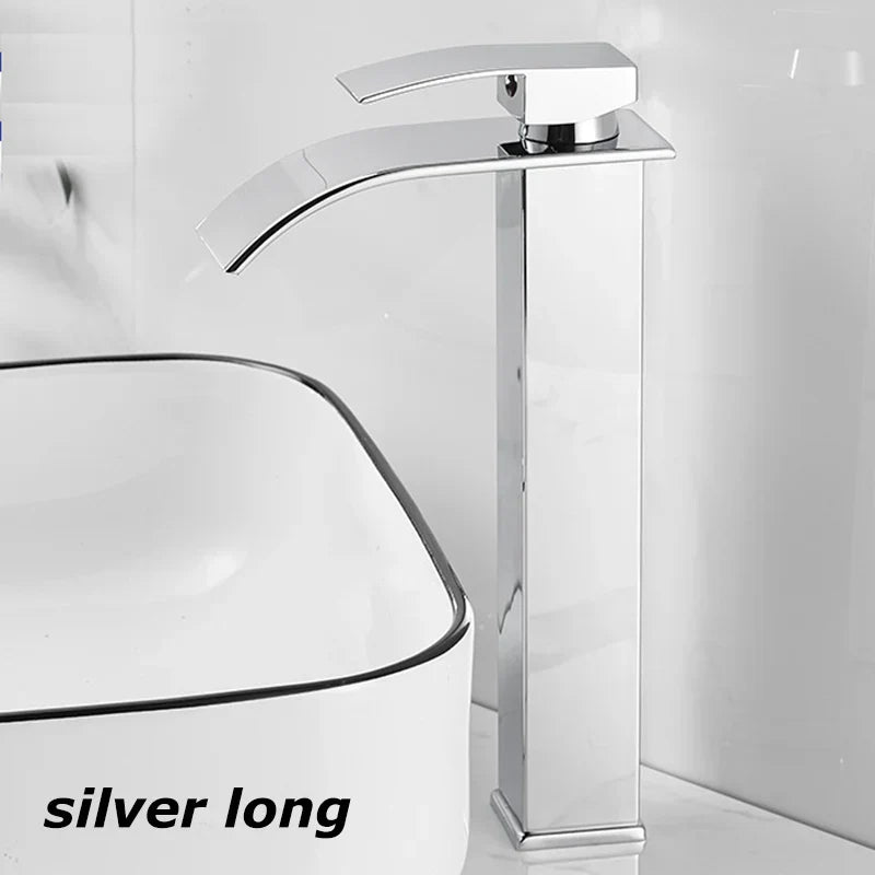 Edelstahl Waschtischarmatur Wasserfall Design Schwarz